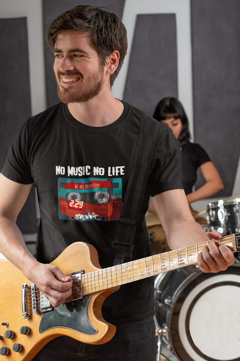 Gitaar Muziek Urban T-Shirt Hip Muzikant No Music No Life | Cadeau voor gitarist | Cadeautip | Funny meme | Rock | Unisex Maat Size S